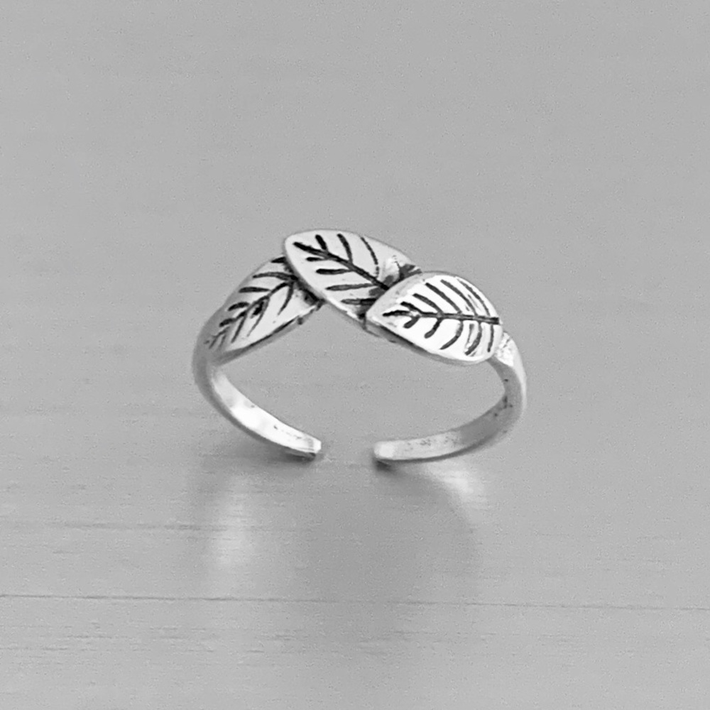 Sterling Silver Leaves Toe Ring, Tree Ring, Leaf - image 2